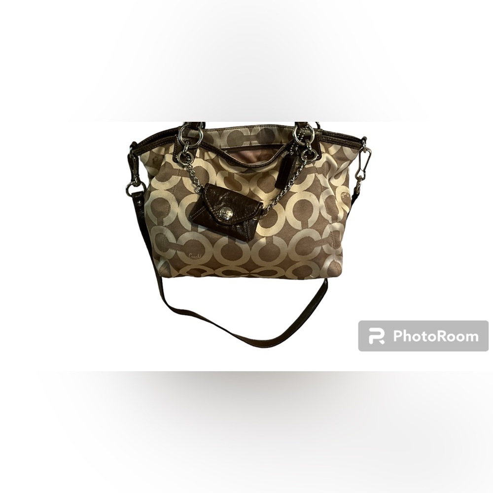Coach tan and brown bag/crossbody purse